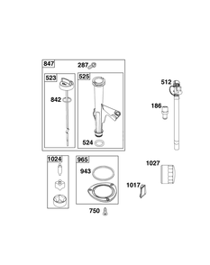 Lubrication Group Diagram and Parts List for 40N877-0069-B5  Briggs and Stratton Engine